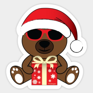 Cool Santa Bear with sunglasses and Christmas gift Sticker